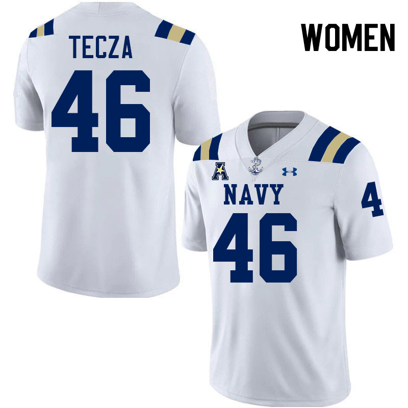 Women Navy Midshipmen #46 Alex Tecza College Football Jerseys Stitched-White